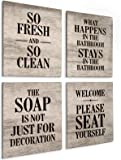 Excello Global Products Wooden Bathroom Humor Signs : Decor for Home, Restaurant, or Business - 8x10 Inches - Ready to Hang - (Pack of 4, Assortment 1) 