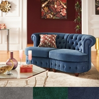 Morgan Velvet Tufted Scroll Arm Chesterfield Curved Loveseat by iNSPIRE Q Bold 