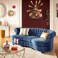 Morgan Velvet Tufted Scroll Arm Chesterfield Curved Sofa by iNSPIRE Q Bold 