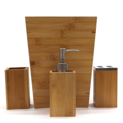 Bamboo 4 PC Bathroom Accessory Set 